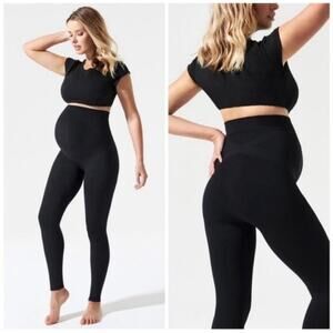 Blanqi Everyday Maternity Belly Support Leggings Black Pull On Size Large